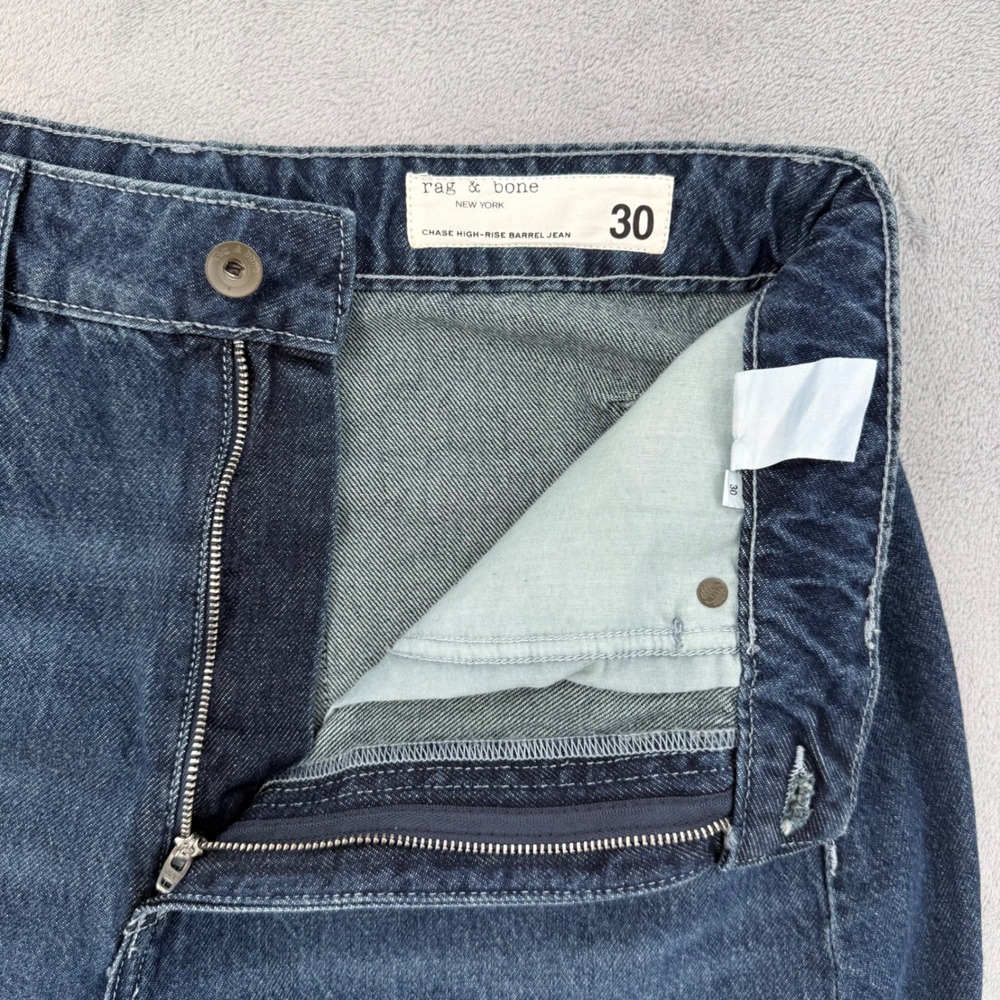 Rag & Bone Pants Jeans Womens 30 Chase High-Rise Barrel Grafton Blue Cropped Leg - Picture 4 of 16